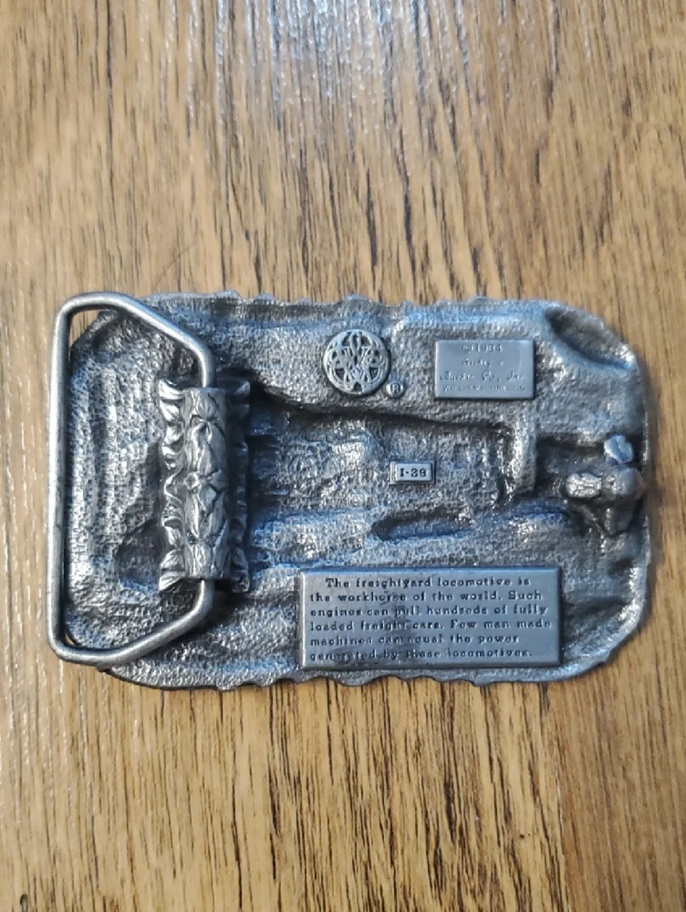 Vintage Train Motif Metal Belt Buckle - Silver Tone 1984 Siskiyou Buckle‎ Co